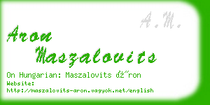 aron maszalovits business card